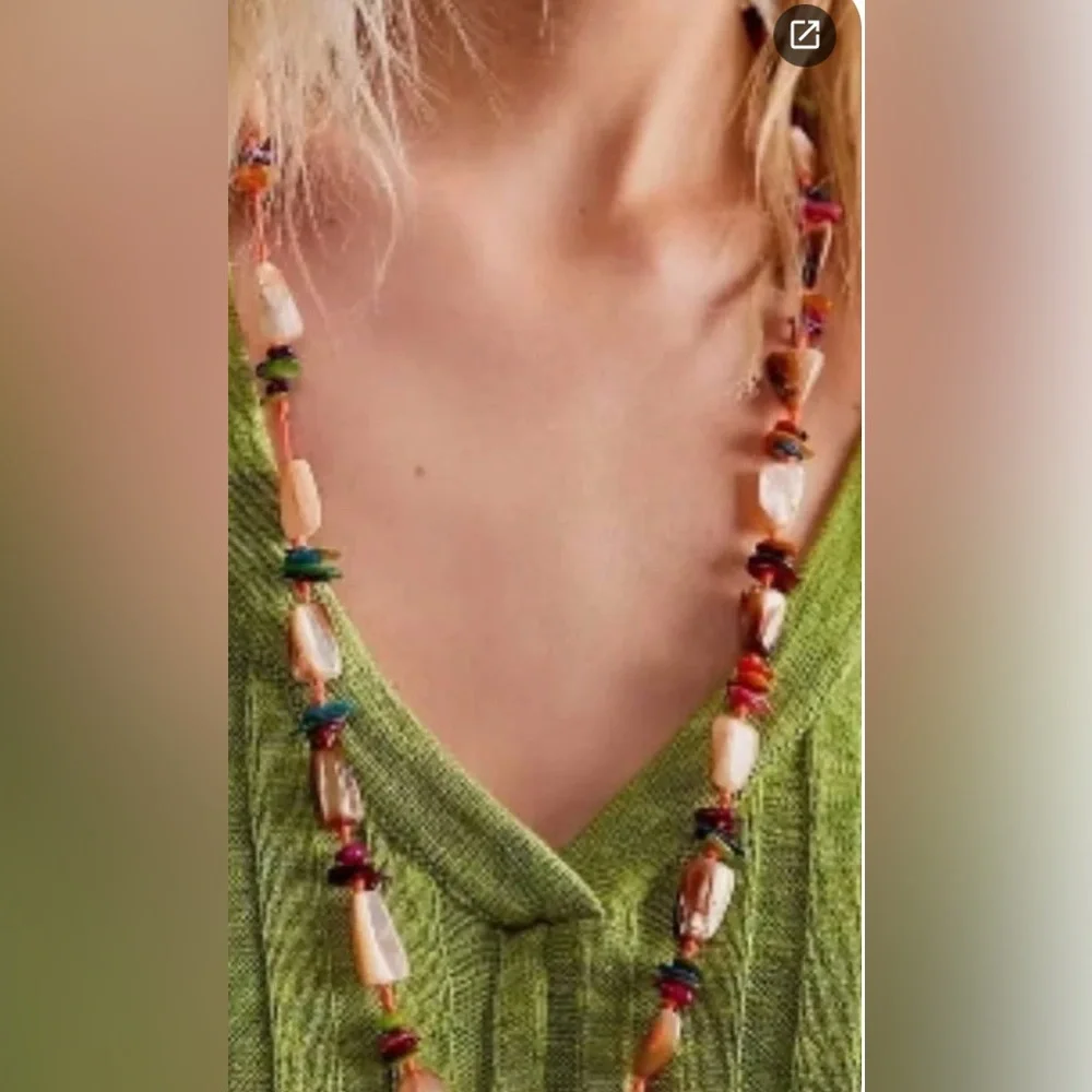Free People X Ariana Ost “At The Market” Necklace ~ Neon Yellow/Orange; NWT - Picture 3 of 16